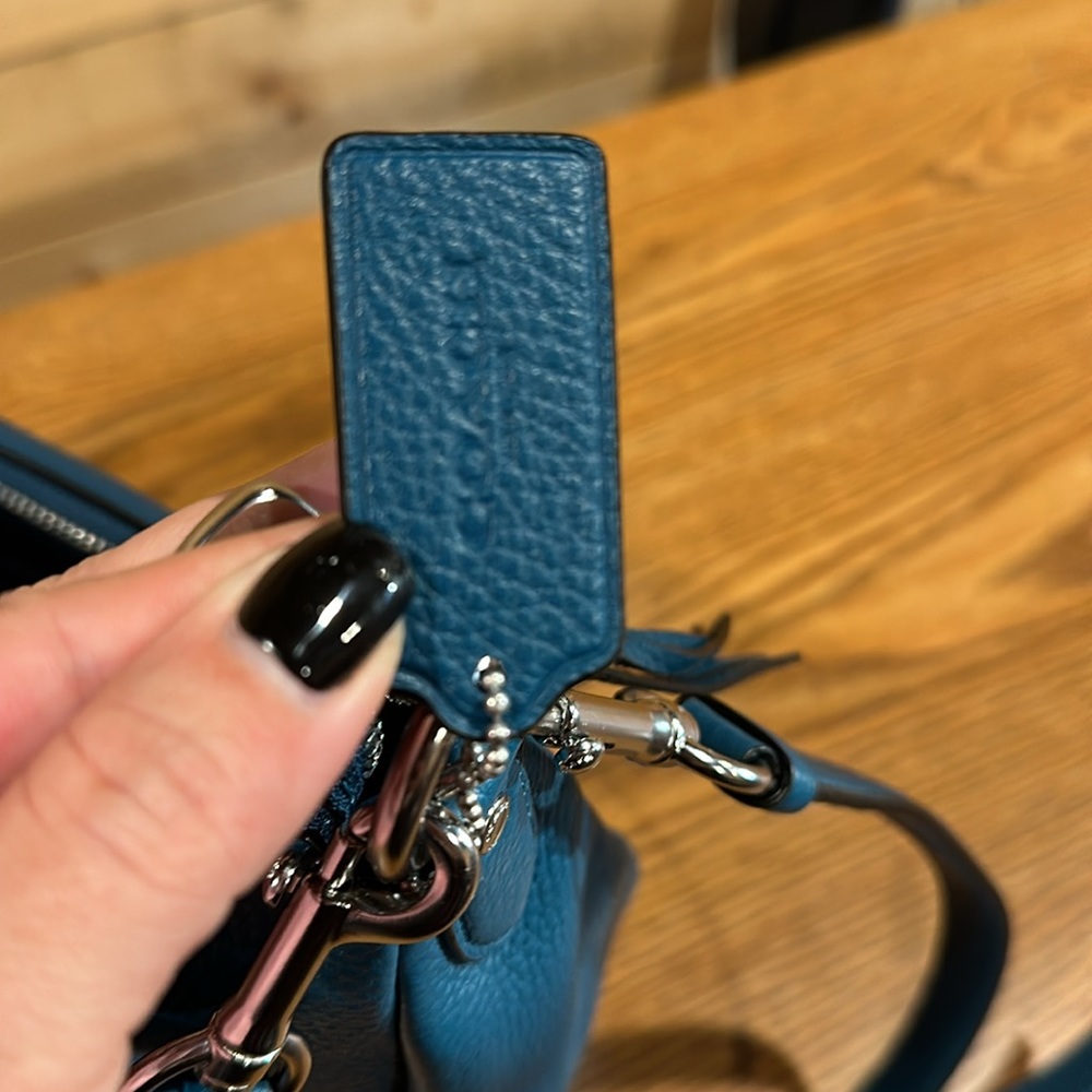 Teal Coach purse with both hand and shoulder strap. - Picture 4 of 5